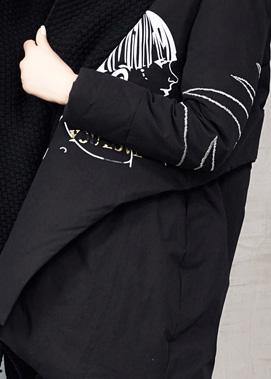 women plus size winter jacket back open Jackets black low high design down jacket woman - SooLinen