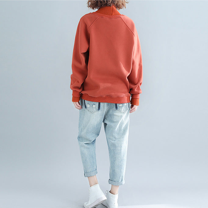 yellow stylish false two pieces sweaters knit sweat tops high neck blouse