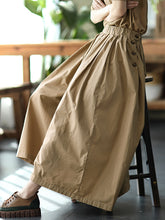 Load image into Gallery viewer, Women Summer Solid Pleat Button Pocket Wide-leg Pants