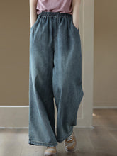Load image into Gallery viewer, Women Casual Soft Solid Pocket Denim Straight-leg Pants