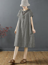 Load image into Gallery viewer, Plus Size Women Summer Retro Lattice Button Polo Collar Loose Dress