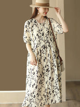Load image into Gallery viewer, Women Summer Floral Drawstring Pleat Loose Cardigan Dress
