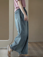 Load image into Gallery viewer, Women Casual Soft Solid Pocket Denim Straight-leg Pants