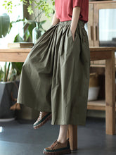 Load image into Gallery viewer, Women Summer Solid Pleat Button Pocket Wide-leg Pants