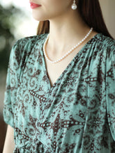 Load image into Gallery viewer, Women Summer Artsy Flower V-Neck High Waist Dress