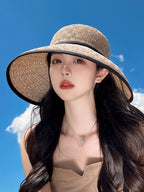 Women Casual Summer Bowknot Solid Straw Hat