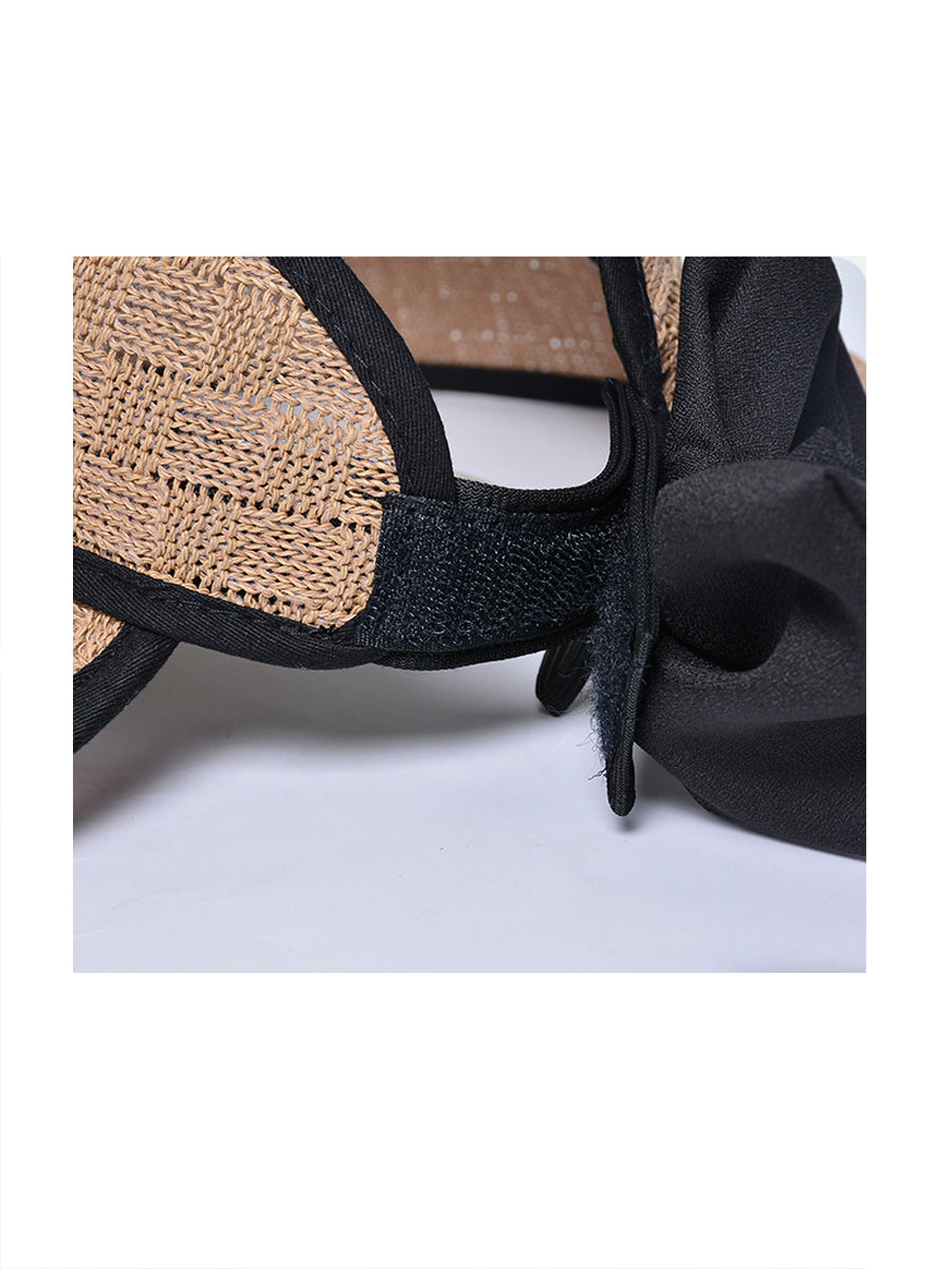 Women Casual Summer Bowknot Solid Straw Hat