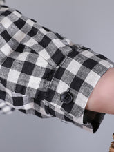 Load image into Gallery viewer, Plus Size Women Casual Plaid Pocket Loose Linen Cardigan Dress