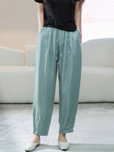 Load image into Gallery viewer, Women Summer Caual Solid Pocket Drawstring Denim Pants