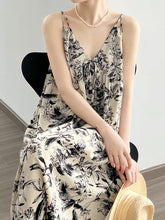 Load image into Gallery viewer, Women Summer Artsy Floral Ink-print Vest Dress