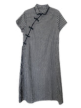 Load image into Gallery viewer, Women Summer Vintage Plaid Frog Loose Dress