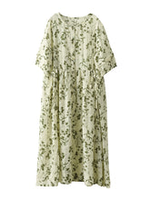 Load image into Gallery viewer, Women Summer Floral Drawstring Pleat Loose Cardigan Dress