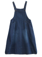 Women Summer Solid Worn Demin Suspender Dress