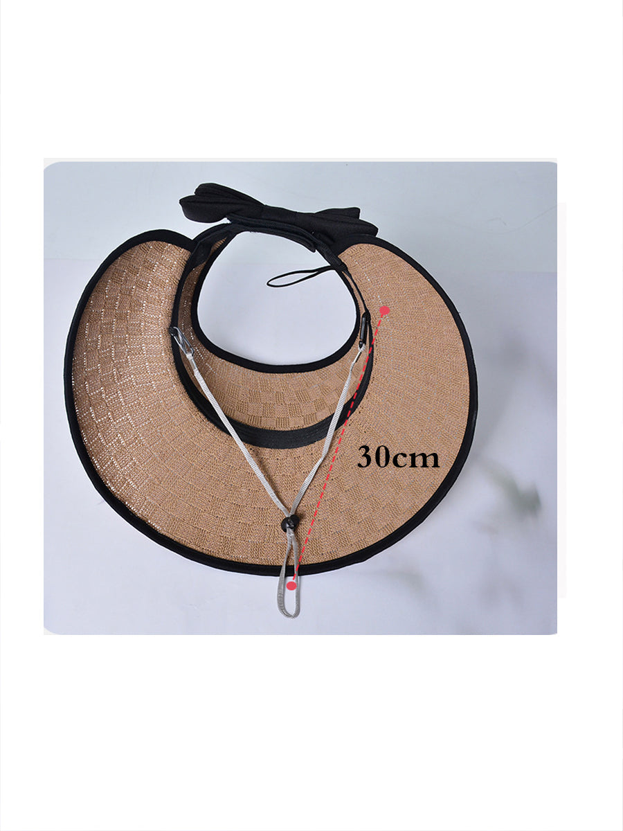 Women Casual Summer Bowknot Solid Straw Hat
