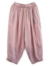 Load image into Gallery viewer, Women Vintage Solid Button Pleat Summer Ramie Pants