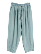 Women Summer Caual Solid Pocket Drawstring Denim Pants