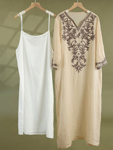 Load image into Gallery viewer, Women Summer Ethnic Embroidery Loose Ramie Dress(2 Pieces)