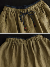 Load image into Gallery viewer, Women Casual Solid Drawstring Colorblock Waist Linen Pants