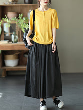 Load image into Gallery viewer, Women Summer Solid Pleat Button Pocket Wide-leg Pants