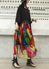Load image into Gallery viewer, 100% black cotton dresses patchwork prints chiffon Traveling summer Dresses
