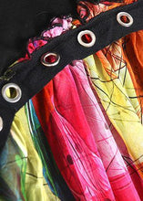 Load image into Gallery viewer, 100% black cotton dresses patchwork prints chiffon Traveling summer Dresses