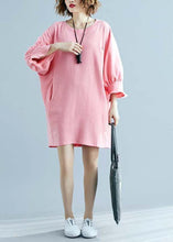 Load image into Gallery viewer, 100% o neck half sleeve linen outfit Tunic Tops pink Dresses summer