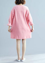Load image into Gallery viewer, 100% o neck half sleeve linen outfit Tunic Tops pink Dresses summer