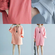 Load image into Gallery viewer, 100% o neck half sleeve linen outfit Tunic Tops pink Dresses summer