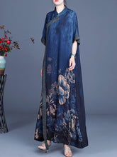 Load image into Gallery viewer, Plus Size Women Casual Retro Flower 100% Rayon Stitching Dress
