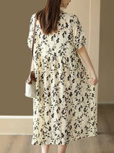 Load image into Gallery viewer, Women Summer Floral Drawstring Pleat Loose Cardigan Dress