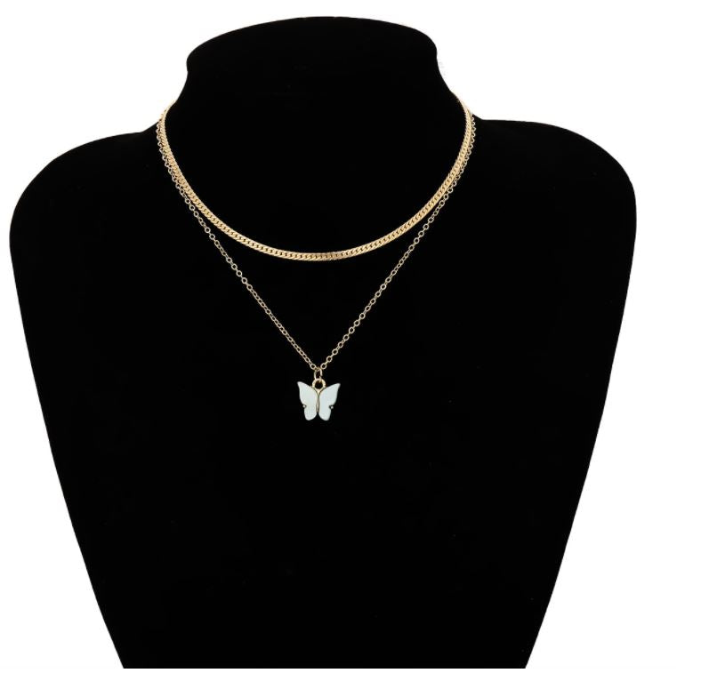 Jewelry design ins style geometric necklace temperament color small butterfly wild short necklace