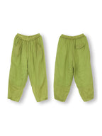 Women Summer Solid Pleat Pocket Thin Ramie Harem Pants