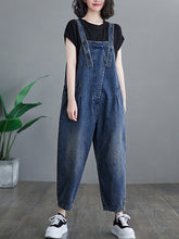 Load image into Gallery viewer, Women Summer Solid Spliced Denim Jumpsuits