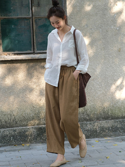 Women Summer Casual Classic Solid Pocket RamieT-shirt