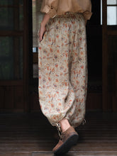 Load image into Gallery viewer, Women Summer Artsy Floral Lacework Drawstring Linen Bloomers