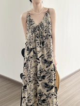 Load image into Gallery viewer, Women Summer Artsy Floral Ink-print Vest Dress