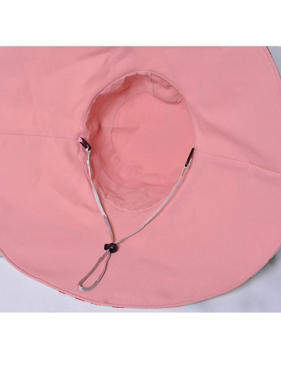 Women Summer Travel Dual-side Plant Large-brim Hat