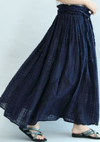 2021 navy linen maxi skirts oversize elastic waist summer skirts