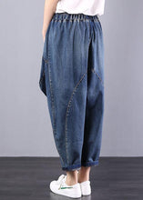 Load image into Gallery viewer, 2019 autumn old casual pants big pockets denim blue harem pants