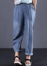 Load image into Gallery viewer, 2019 new denim blue plus size pants elastic waist drawstring ripped Jeans