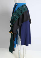 2021 Fashion A-Line Multicolor Patchwork Ruffle Ladies Casual Irregular Skirt