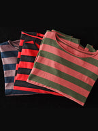 Plus Size - 100% Cotton Spring Casual Striped T-Shirt