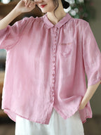 Loose Ramie Casual Summer Women Shirt