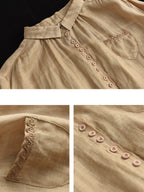 Loose Ramie Casual Summer Women Shirt