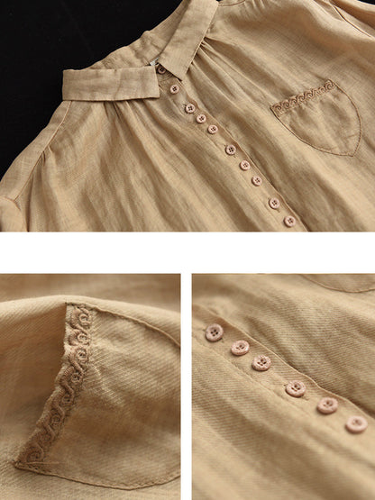 Loose Ramie Casual Summer Women Shirt