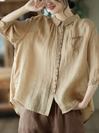 Loose Ramie Casual Summer Women Shirt