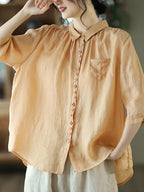 Loose Ramie Casual Summer Women Shirt