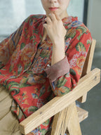 Plus Size Autumn Floral Ethnic Style Women T-Shirt