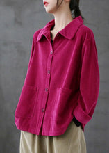 Load image into Gallery viewer, Purple Loose Pockets Shirt Top Long Sleeve Corduroy Coat