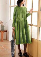 Load image into Gallery viewer, French Blue Plus Size Corduroy Dress Pockets Button Patchwork Fall Dresses